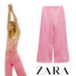 Zara Pink Wide Leg Jeans Women’s Size 12